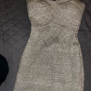 Strapless, Gold colored dress. size small
